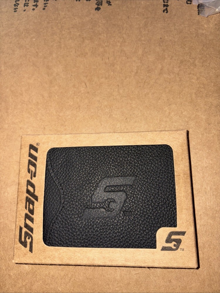 Snap On Tools Money Clip Bi-Fold Wallet Wrench Logo Black Leather Men’s