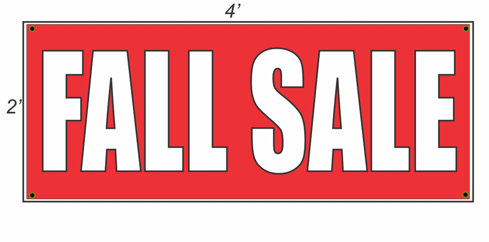 2x4 Fall Sale Banner Sign - Red with White Copy - Brand New Design for Seasonal Promotions
