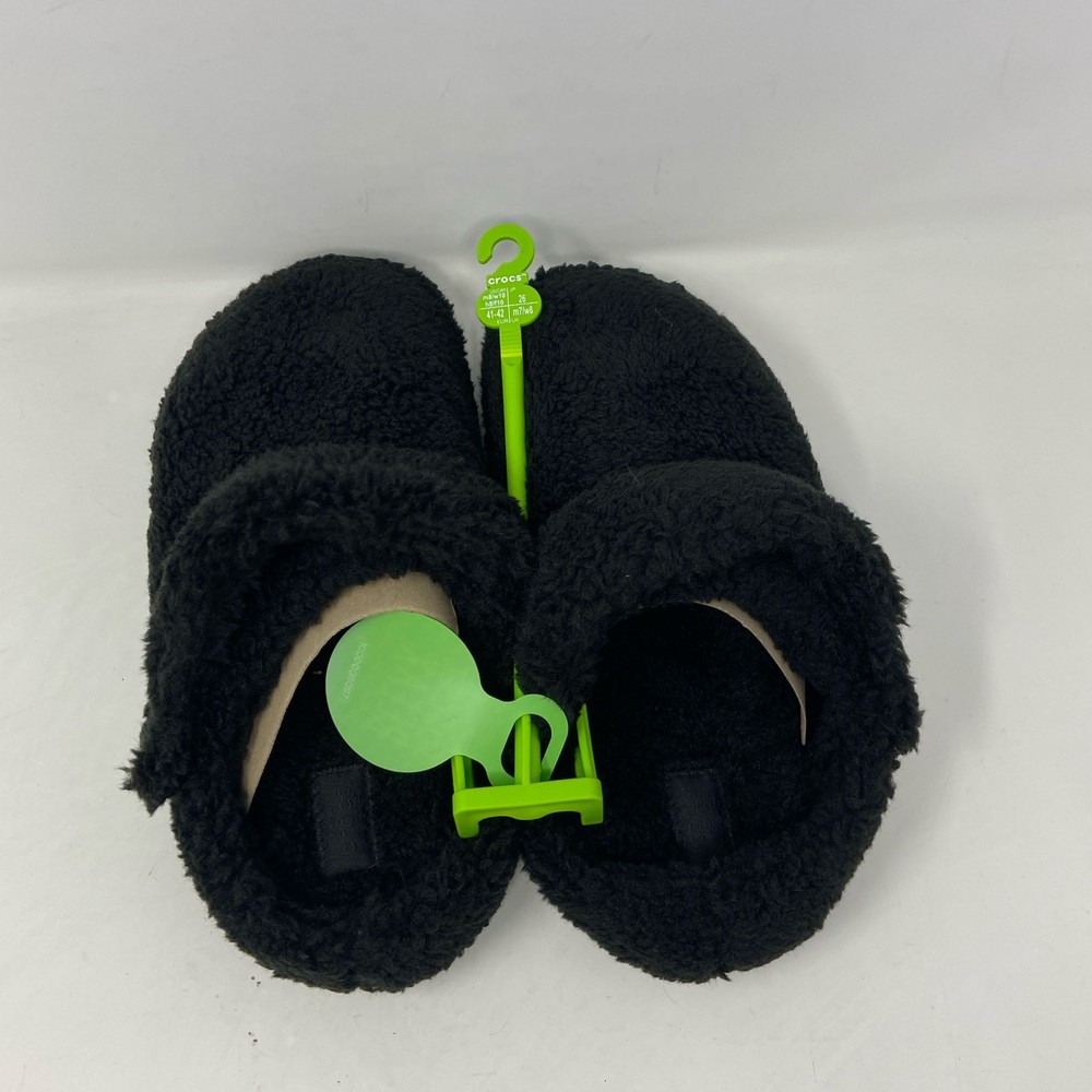 CROCS Classic Cozzzy Slipper 209386-001 Black M8/W10 Fuzzy Clog Slippers