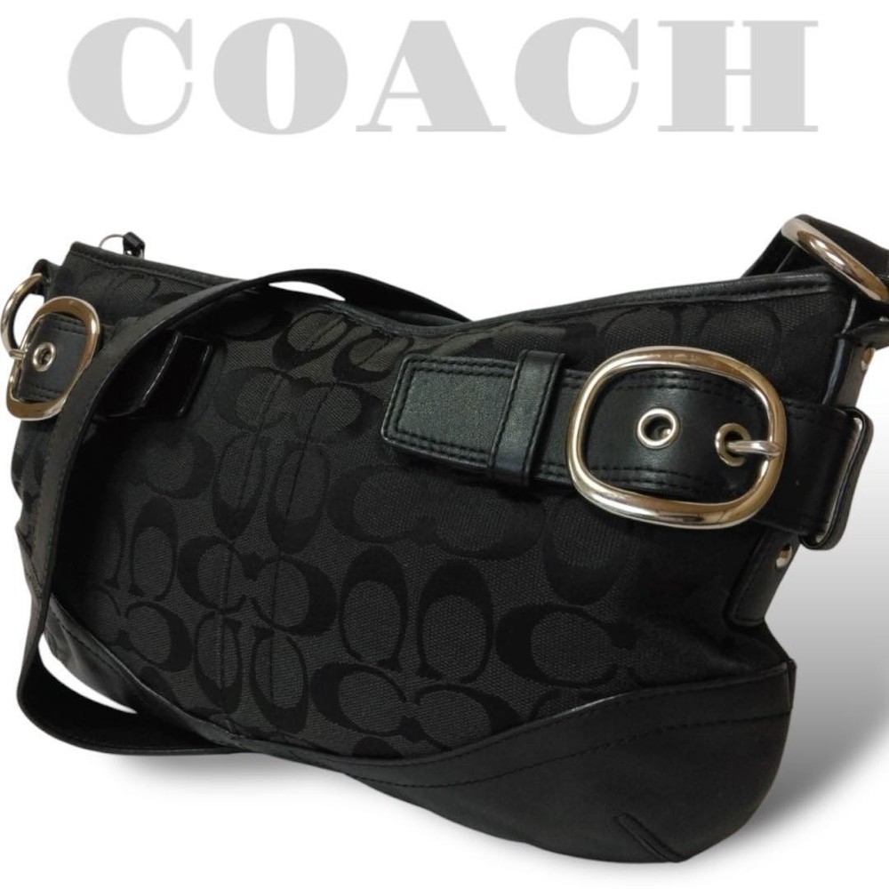 COACH Canvas and Leather Black Crossbody Shoulder Bag F19683