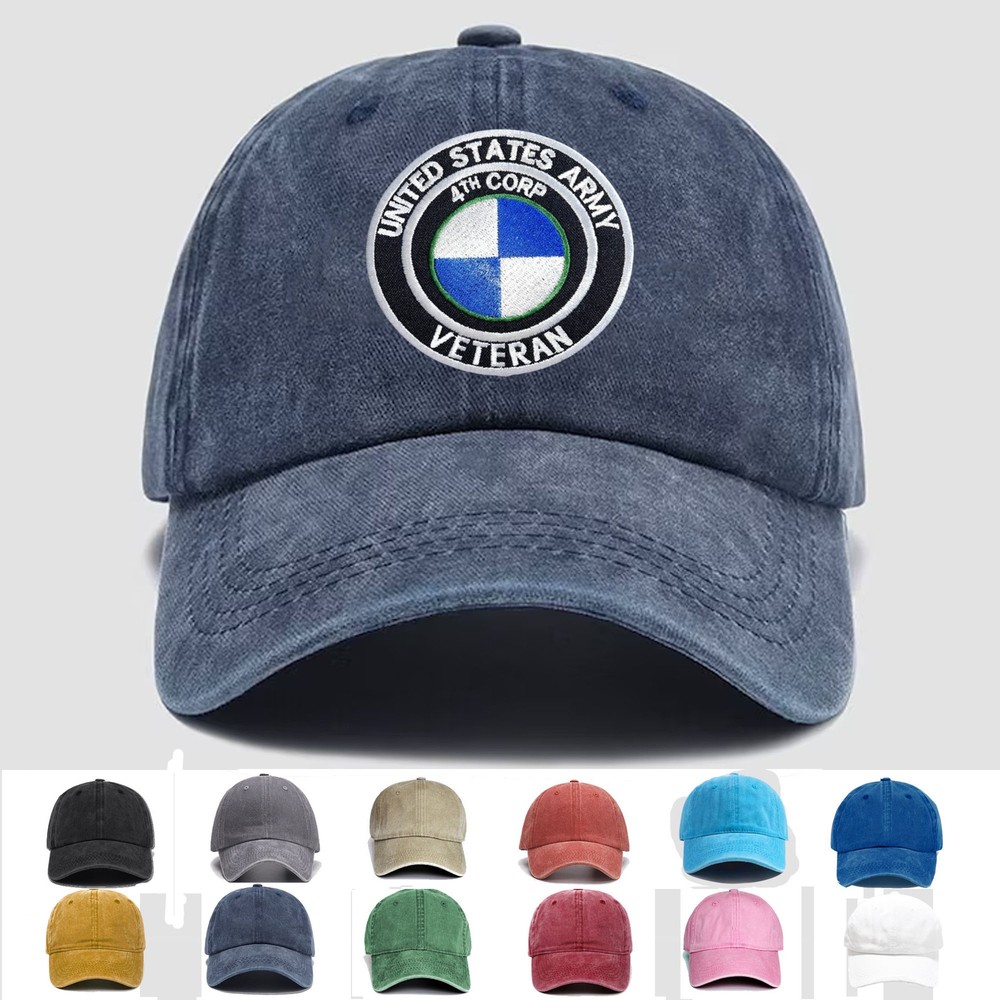 Custom Embroidered Hat US Army 4th Veteran, Veteran Cap, Trucker Cap, Gift Idea