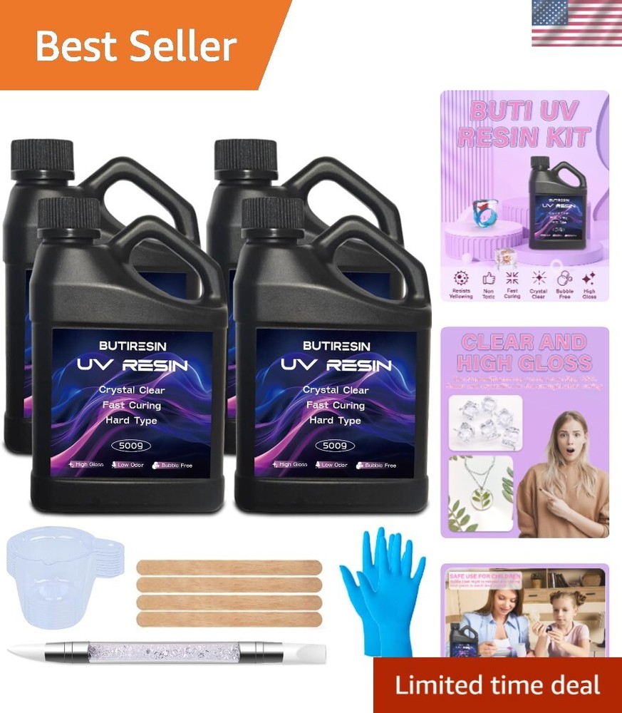2000g Fast-Curing UV Resin Crystal Clear Odorless for Crafts DIY