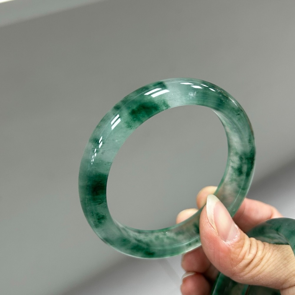 Certified Natural Ice Green Jadeite Bangle Bracelet 53-64mm