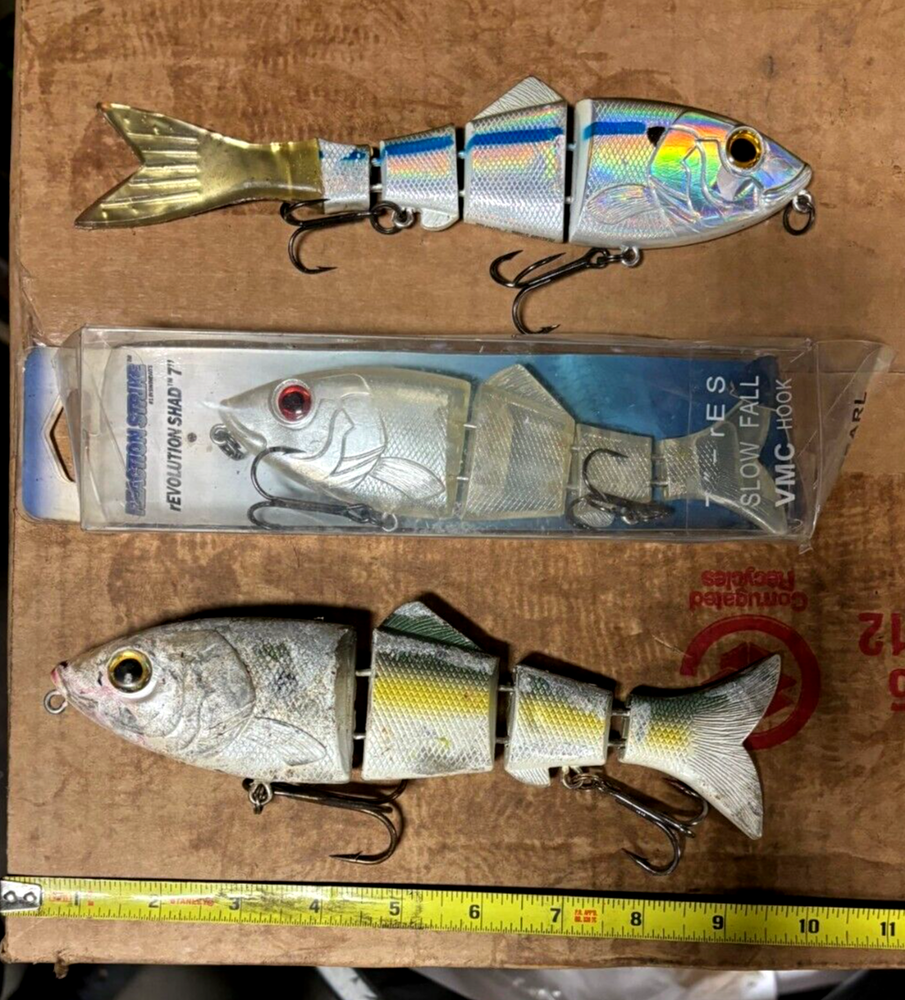 3 ct. various Revo Shad musky pike tarpon bass muskie swimbaits baits bass