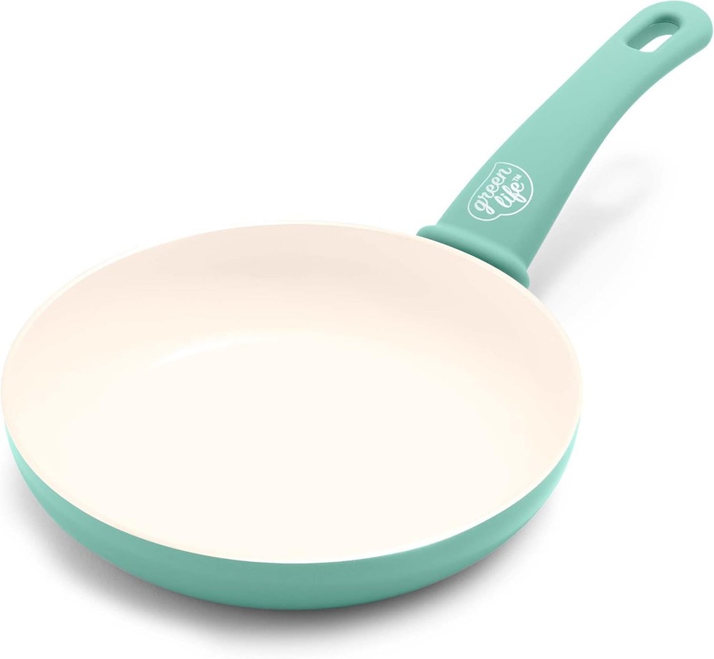 GreenLife 8-Inch Turquoise Ceramic Nonstick Frying Pan with Soft Grip