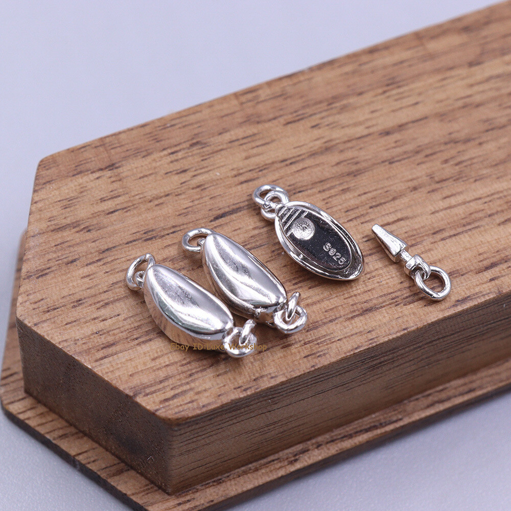 1pcs Real 925 Sterling Silver Mini Yubao Clasp For Bracelet Chain Connector 12mm