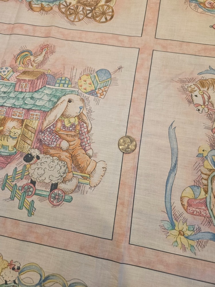 Vintage Citton Fabric with Animals unbranded 1 yard