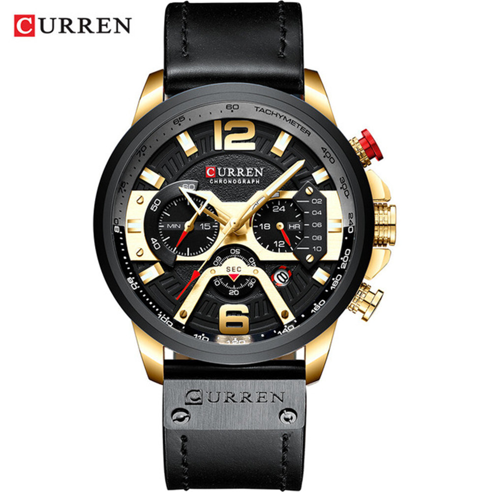 Curren Militarylicious Military Sport Watch for Men - Leather Strap with Calendar