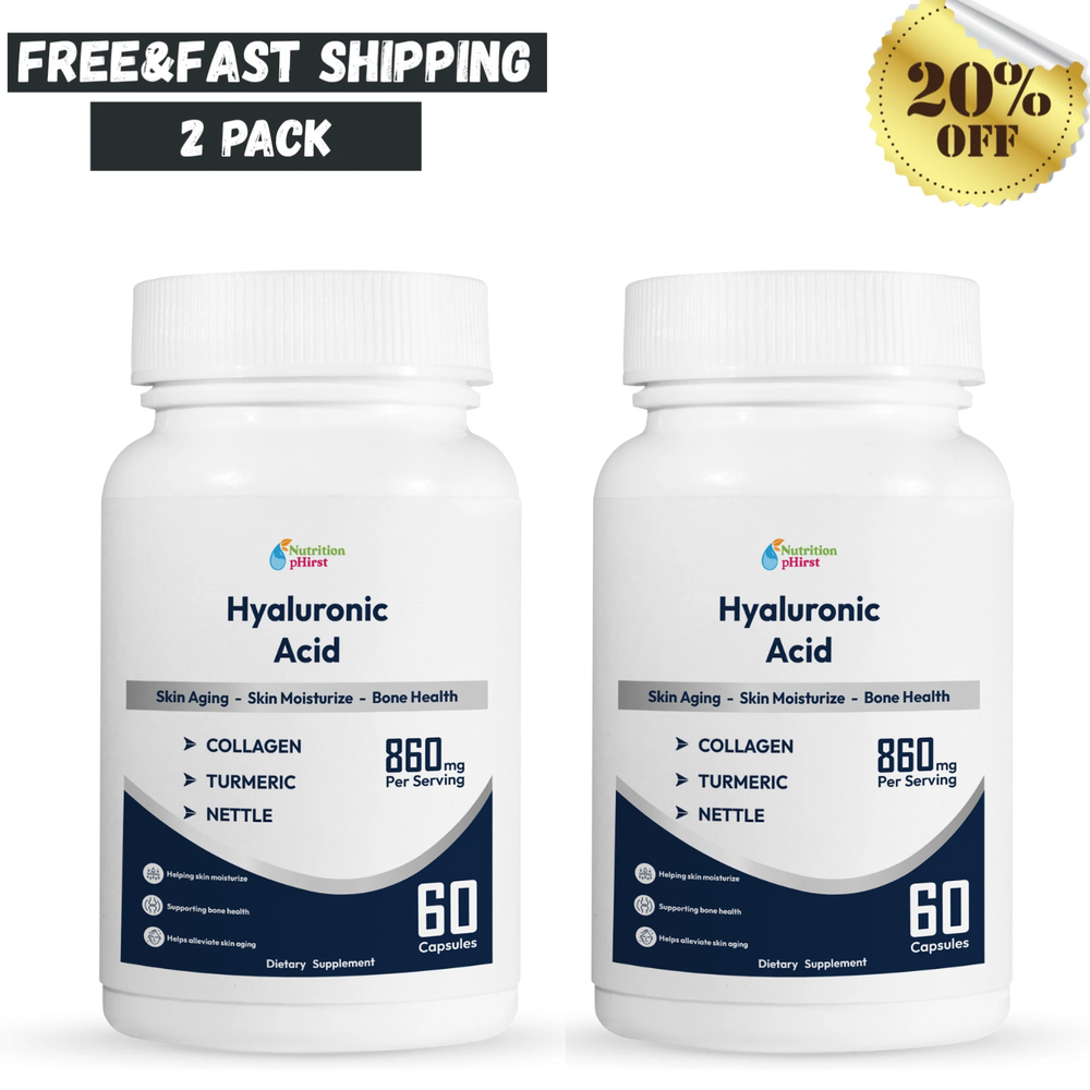 2 Pack Hyaluronic Acid Collagen Turmeric Supplement 60 Capsules 850mg  