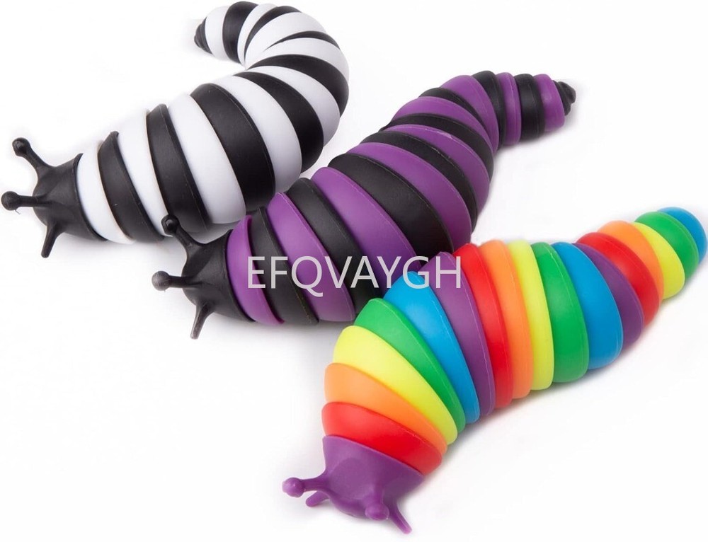 3 PCS Fidget Slug Toys,3D Caterpillar Sensory Stress Relief Flexible Hand Toy