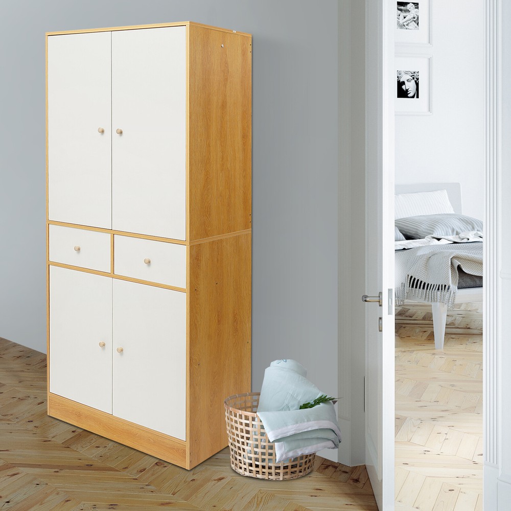 Storage Cabinet 180cm/70.87” Tall Clothes Cabinet Storage Organizer With 4 Doors