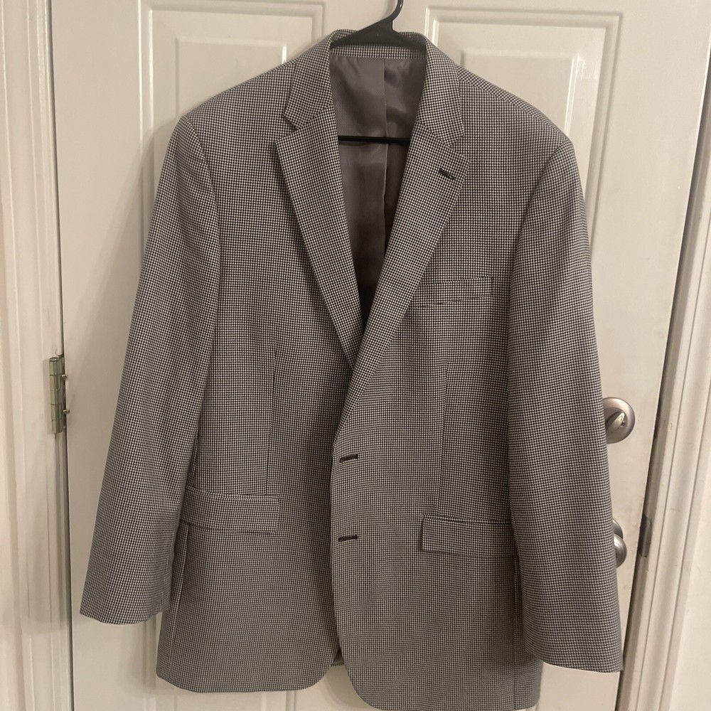 Wall Street Collection Mens Houndstooth Blazer Jacket Size 42 L