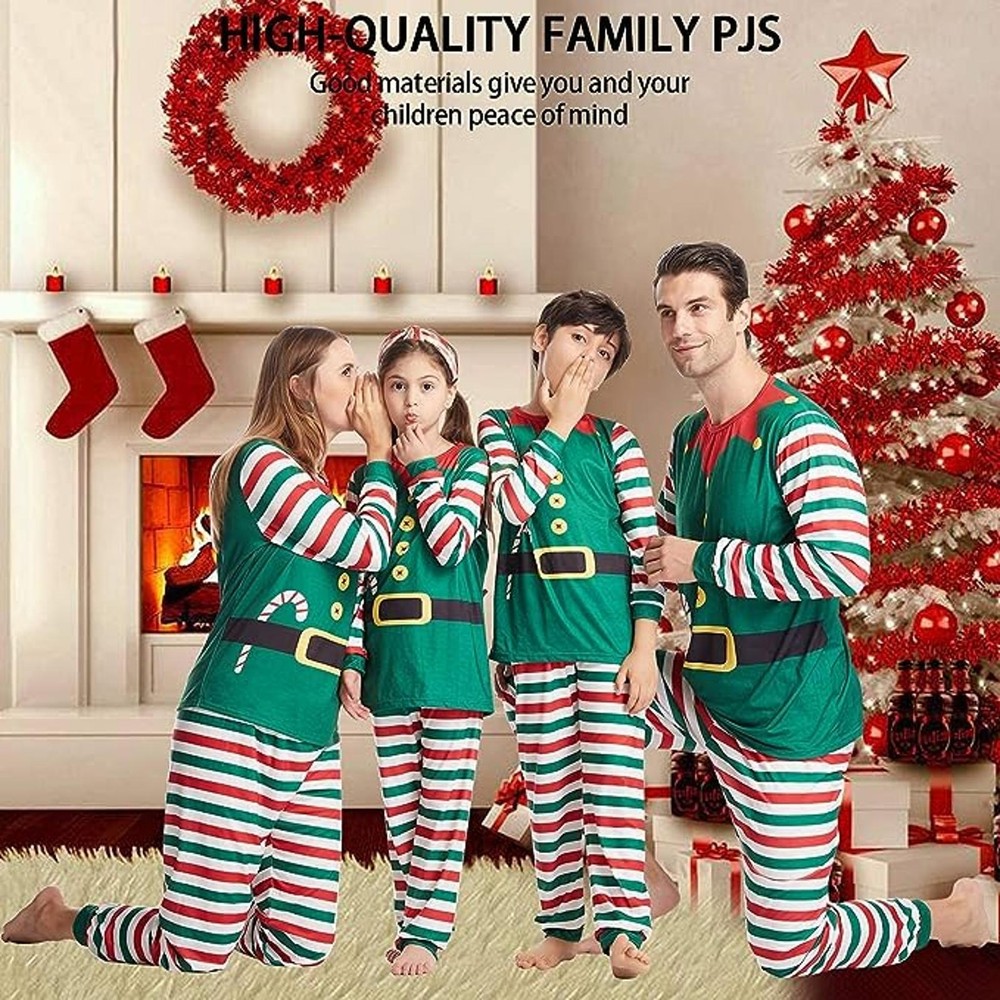 Hot Sale Christmas Elf Pyjamas Set Kids Family Matching Nightwear Xmas Suits-image