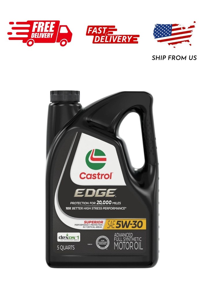 Castrol EDGE 5W-30 Advanced Full Synthetic Motor Oil, 5 Quarts