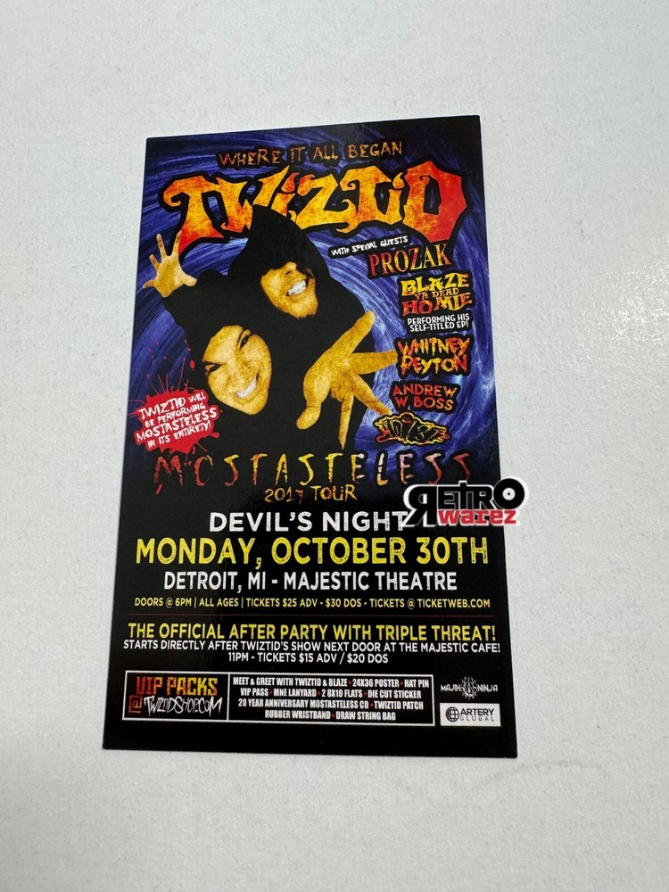 Twiztid - Mostasteless 2017 Concert Small DS Flyer 3x5” Devils Night Prozak MNE