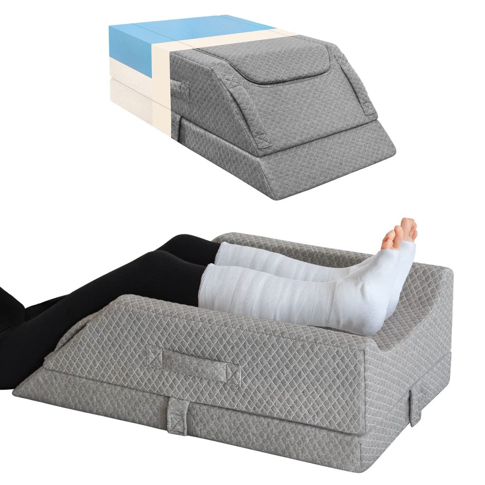 Adjustable Leg Elevation Pillow for Post-Surgery Swelling Relief with Cooling Memory Foam