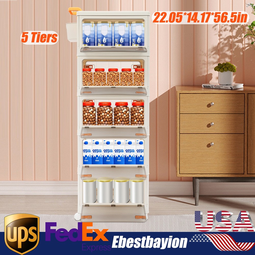 Foldable Collapsible Storage Cabinet Box Organizer with Wheels