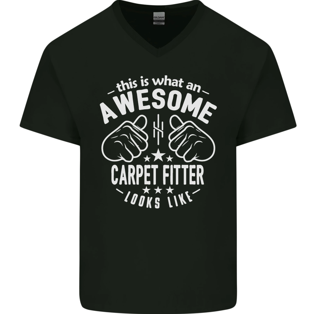 An Awesome Carpet Fitter Looks Like Mens V-Neck Cotton T-Shirt