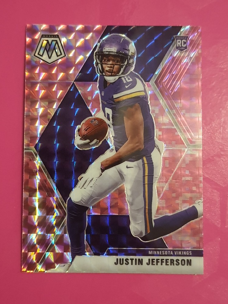 2020 Panini Mosaic #209 Justin Jefferson Rookie RC Vikings Pink Camo Prizm