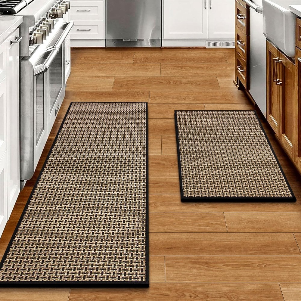 Non-Slip Washable Kitchen Rug Set of 2 Absorbent Runner Mats for Floors