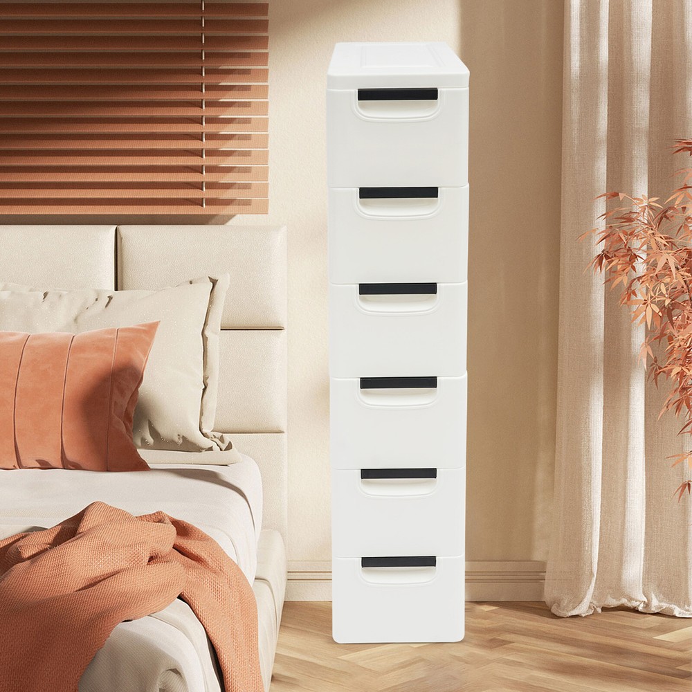 6-Drawer Narrow Floor Storage Cabinet for Home or Office Organization