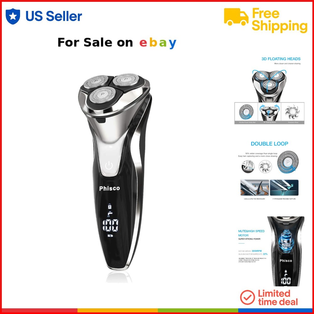 Men's Waterproof Cordless Electric Razor with Pop-Up Trimmer