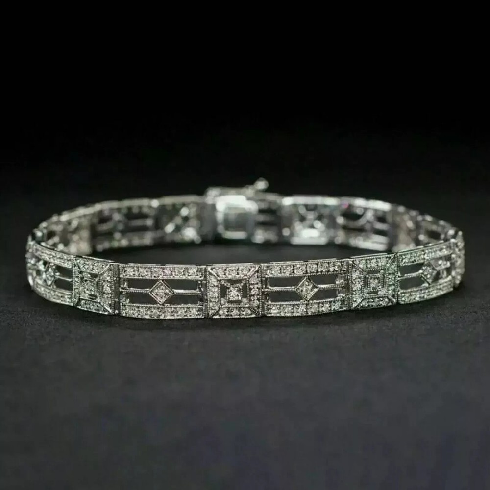 5 ct Round Cut Simulated Diamond Women's Tennis Bracelet 14k White Gold Plated