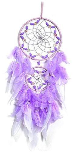 Purple Dream Catcher, Large Dreamcatcher, Handmade Feather Mobile Wall Decor