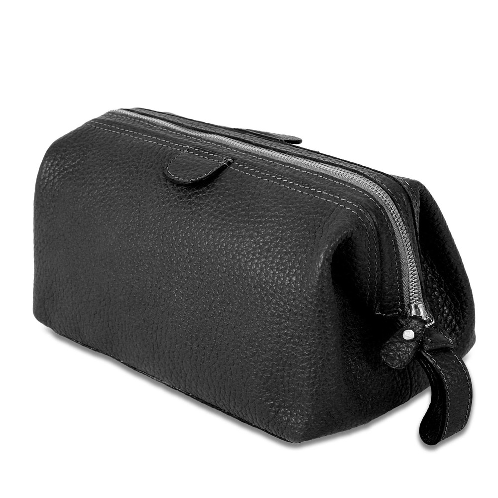 Premium Large Leather Toiletry Bag for Men & Women - Travel Dopp Kit