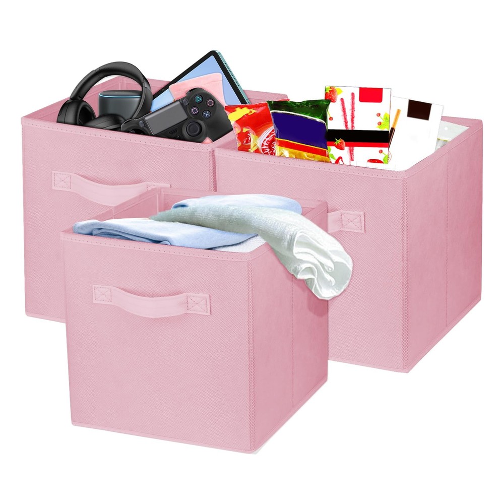 3-Piece 10.5 Inch Collapsible Fabric Storage Bins for Organizing