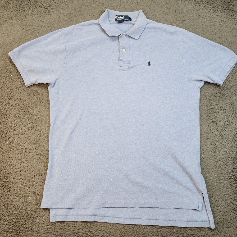 Polo Ralph Lauren Polo Shirt Mens Large Light Blue Cotton Pique Pony Logo Golf