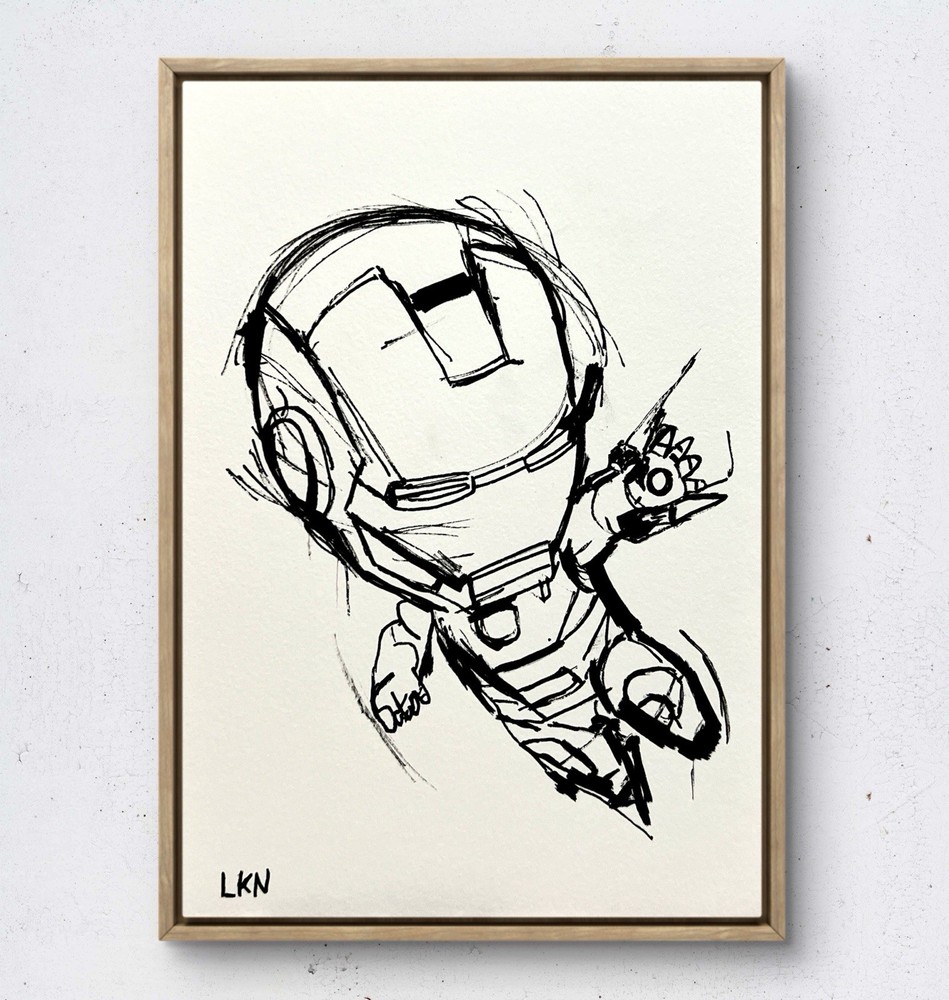 Laeknapes Baby Iron Man 10x7 Original Abstract Paper Nursery Decor Painting Art