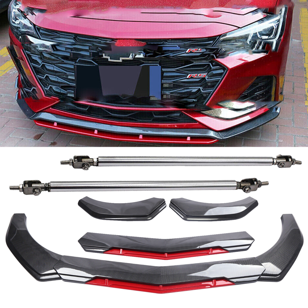 2015 Chevrolet Camaro Carbon Fiber Front Bumper Lip Spoiler Splitter with Strut Rods  