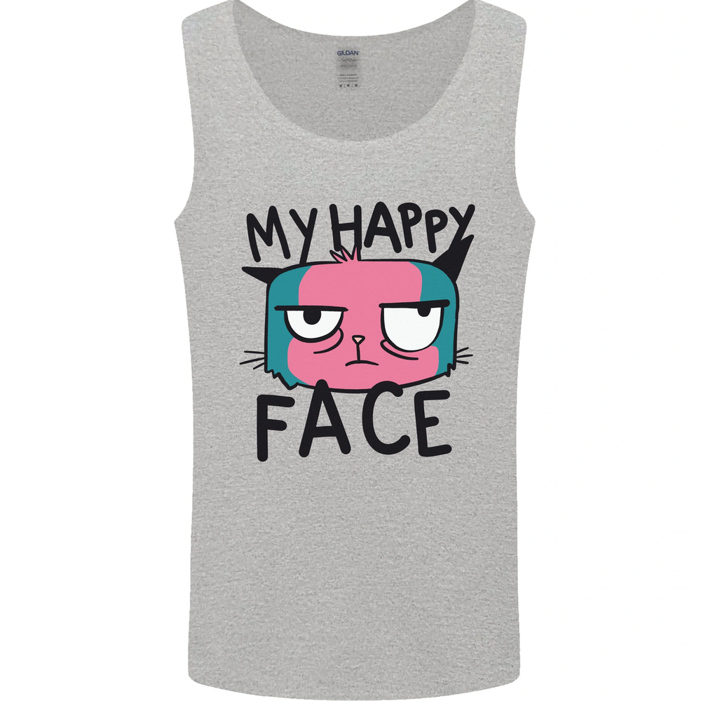 Funny Grumpy Cat Happy Face Men's Vest Tank Top