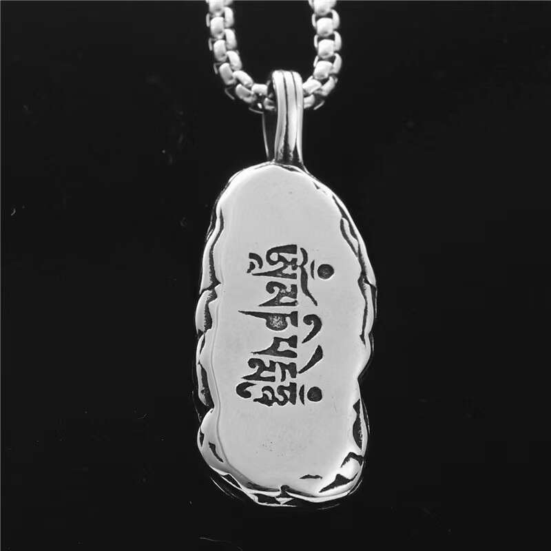 Cool Mens Tibetan Buddhist Protection Amulet Pendant Necklace Stainless Steel