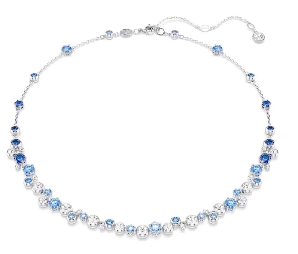 SWAROVSKI Constella necklace Mixed cuts, Blue, Rhodium plated
