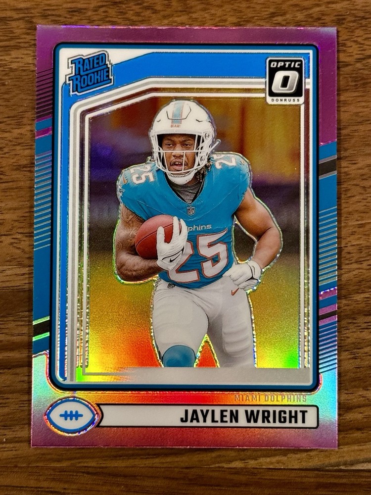 2024 Donruss 🏈 Jaylen Wright Rated Rookie Pink Optic Holo #344 Miami Dolphins