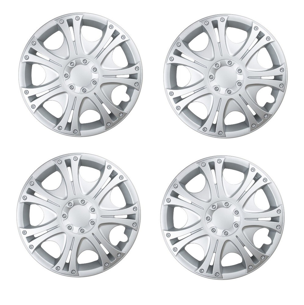 4-Piece 14 Inch Tobago Silver Wheel Covers 7-Spoke Hubcaps Set  