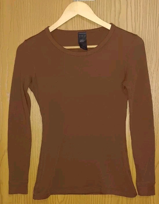 Lapasa Thermal Baselayer Crewneck Womens Size XS Brown 100% Merino Wool Long...
