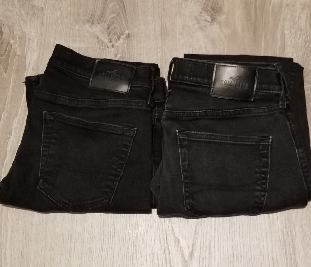 Mens Hollister Skinny Advanced Stretch Jeans Size 30x32 Black Two Pairs