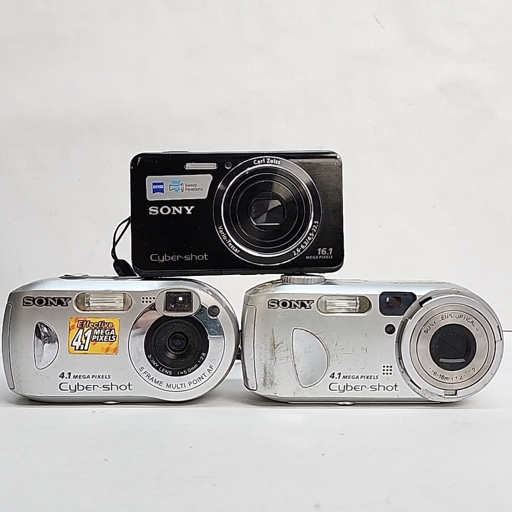 Lot of 3 Untested Sony CyberShot Cameras - W650, P41, P73 - Digital Bundle