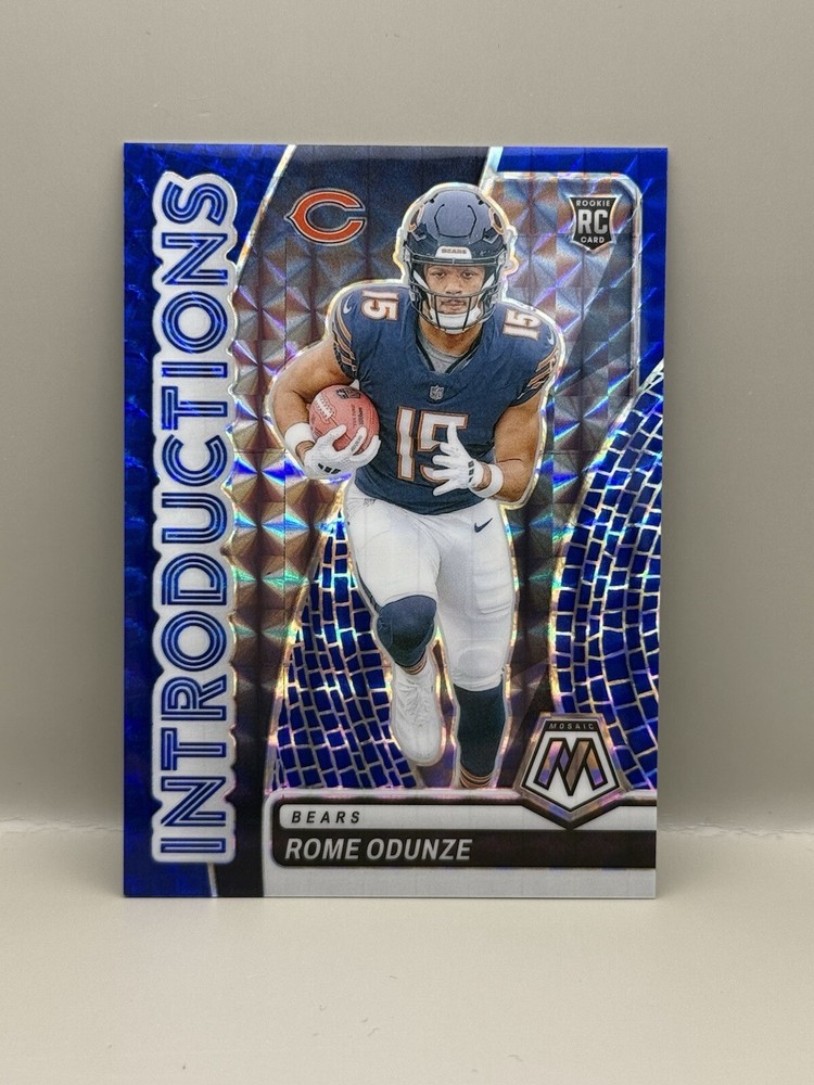 2024 Panini Mosaic - Rome Odunze RC Introductions Blue Mosaic Prizm #71/99 Bears