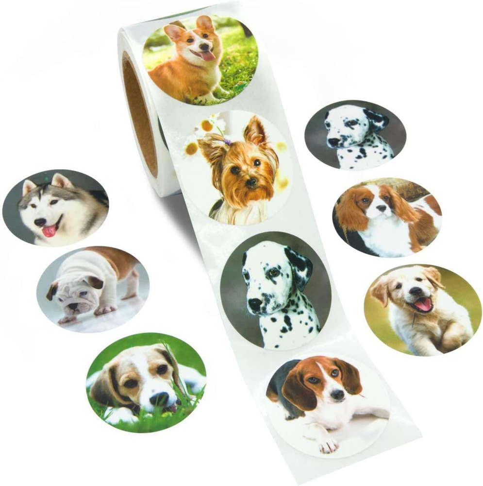 500Pcs round Cute Dog for Kids Teacher Reward Stickers School Supplies, Animal I