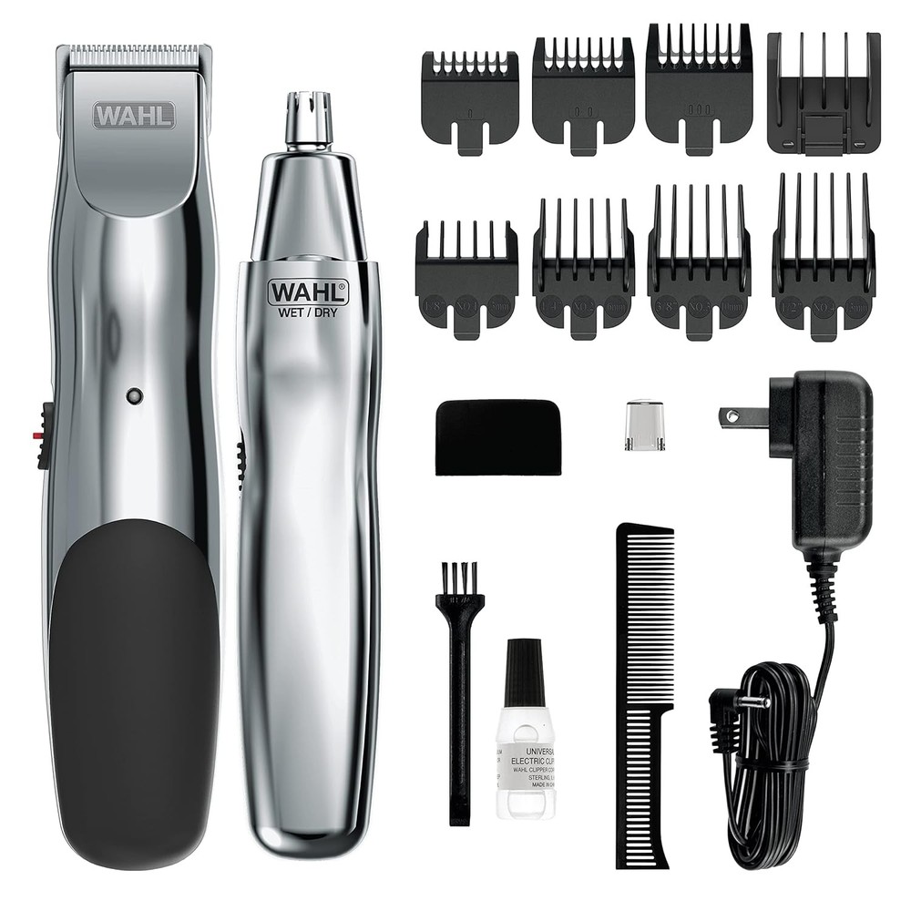Groomsman Rechargeable Beard Trimmer Kit for Mustache Nose Hair and Light Detail Grooming