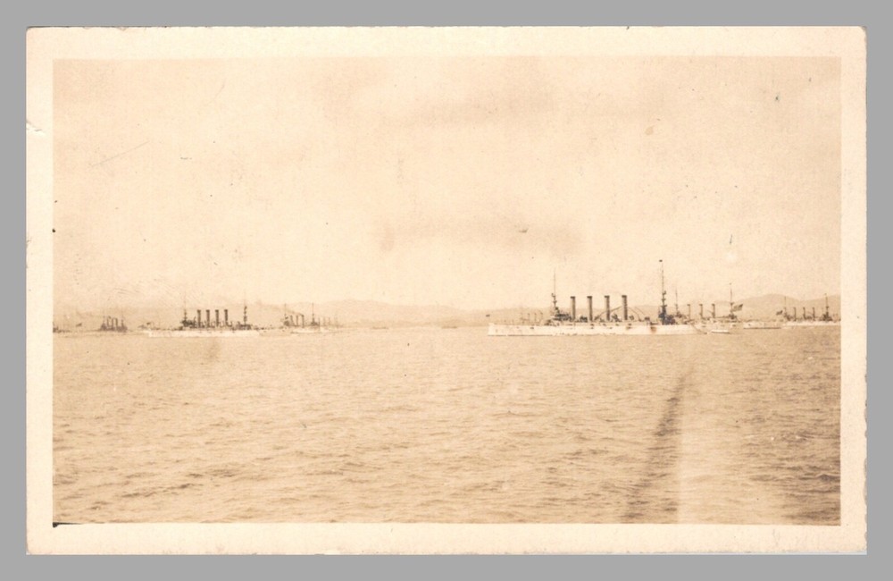 United States Navy Fleet Warships In Formation Flags c1907 - 1915 RPPC Postcard