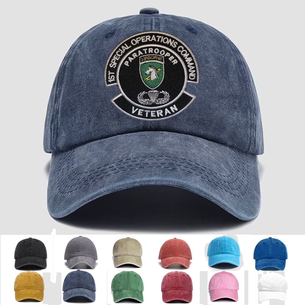 Custom Embroidered Hat SOCOM 1st Special Operations Command Airborne Veteran
