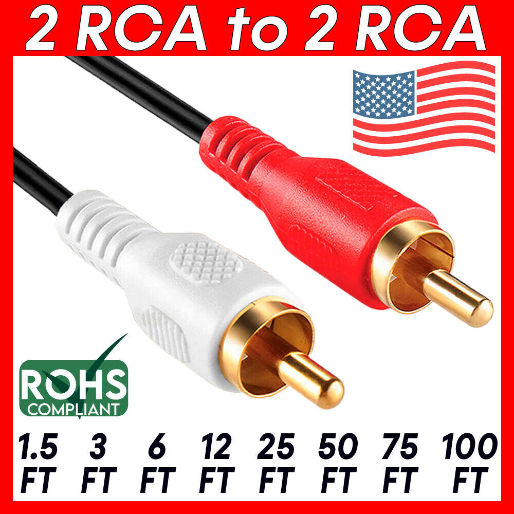 2 RCA Audio Cable Dual RCA Stereo Speaker Cord 2 RCA Male Lead TV Amplifier