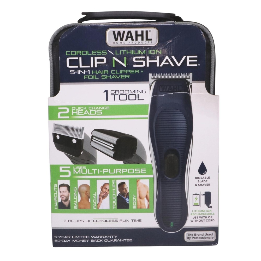 WAHL Home Clip N Shave Cordless Lithium Ion 5-in-1 Hair Clipper + Foil Shaver