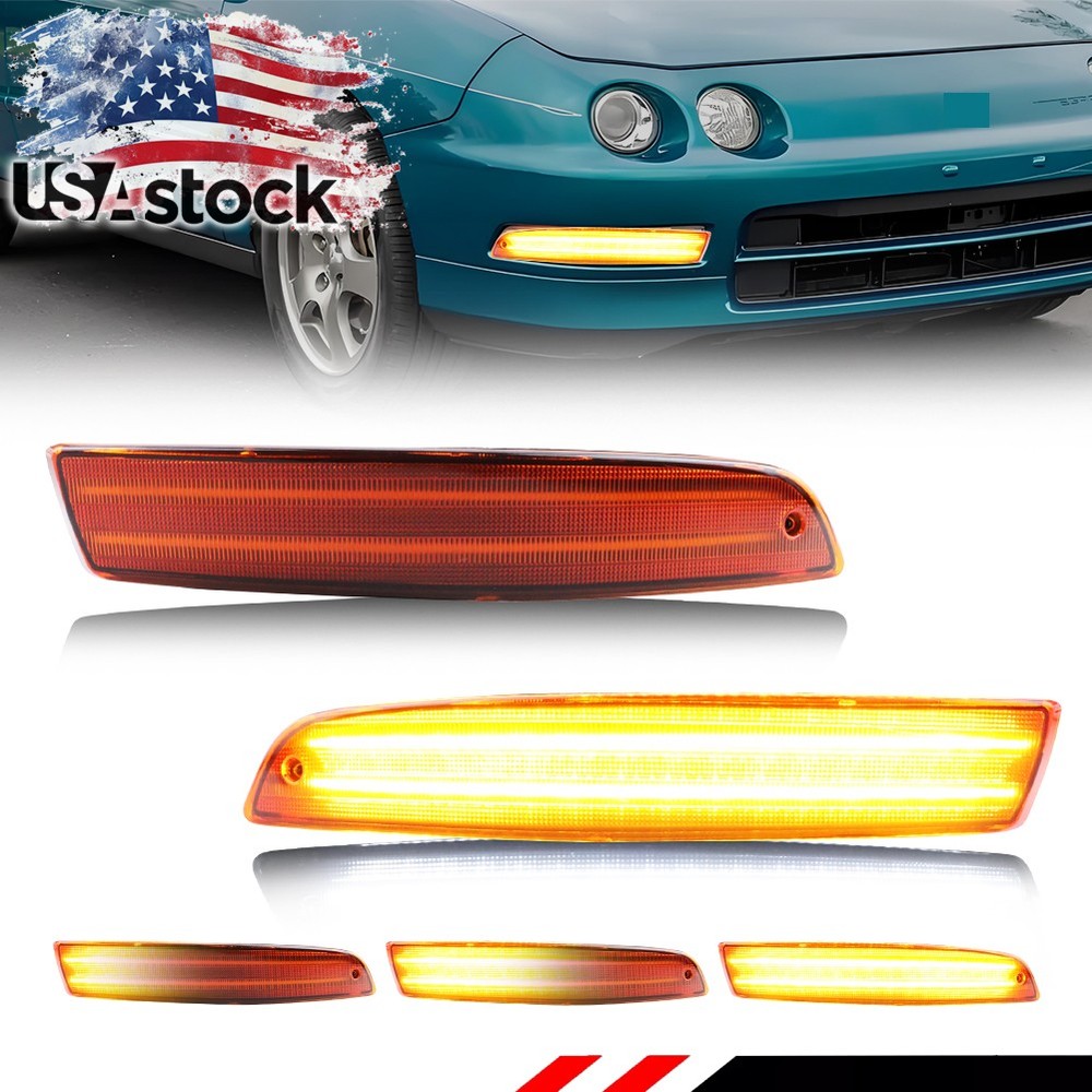 Dynamic Amber LED Front Parking Turn Signal Lights For 1994-1997 Acura Integra