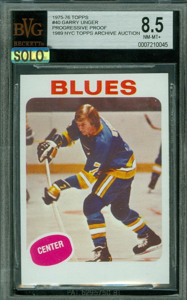 1975-76 Topps Gary Unger #40 BGS 8.5 Proof MAC SOLO Finest Hockey Card $175